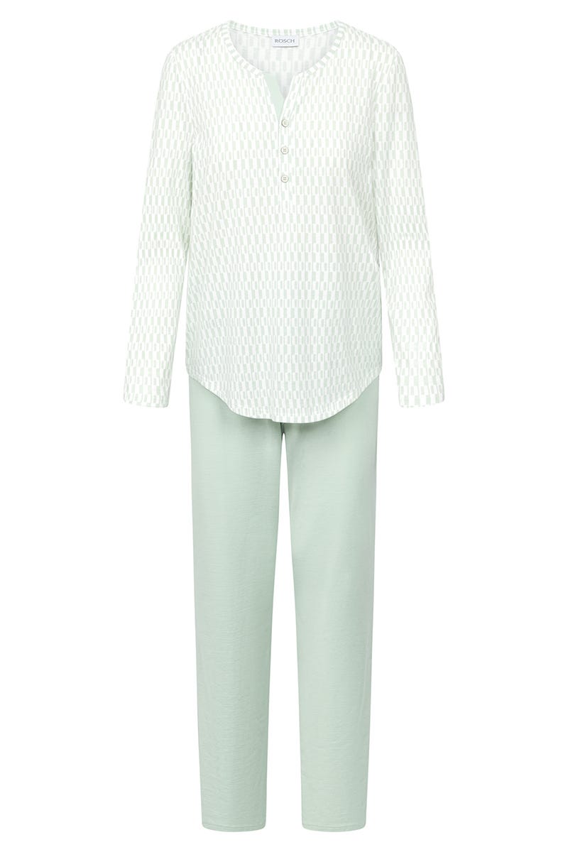 Hollowbild von Pyjama im minimalistischen Grafikdruck Mintgrün 100% Baumwolle