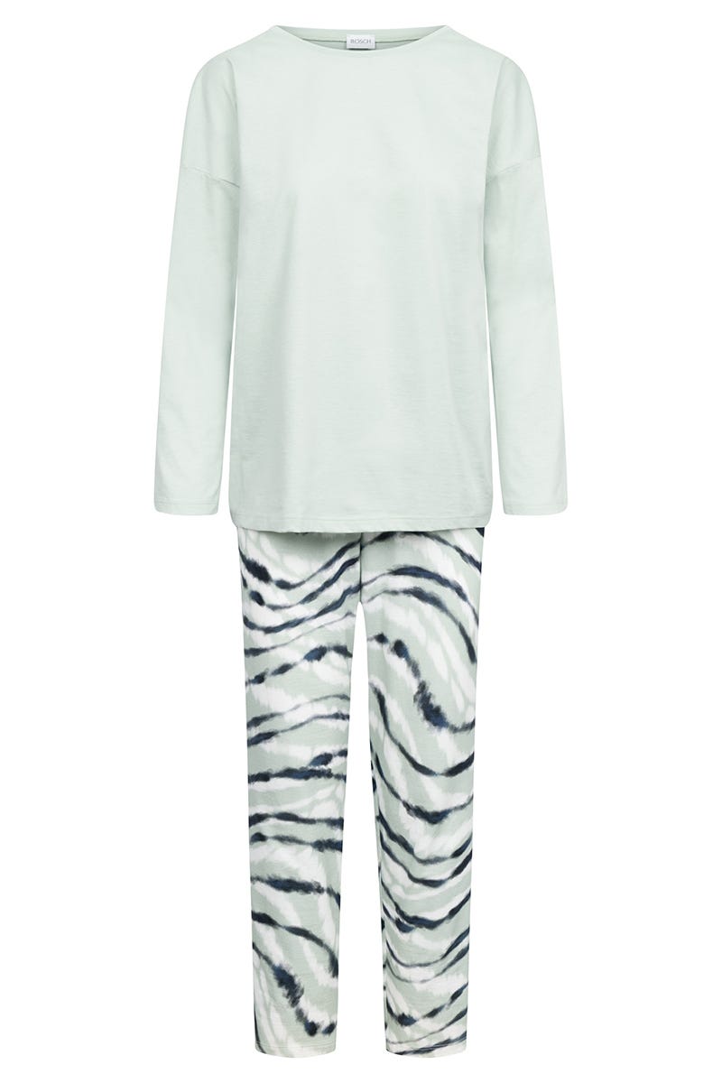 Hollowbild von Pyjama mit Batikdruck Mintgrün 100% Baumwolle