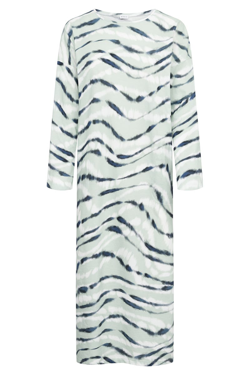 Hollowbild von Nachthemd im Batidruck Mintgrün Maxilänge 100% Baumwolle