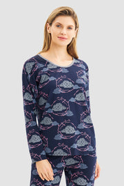 Frontalbild von Pyjamashirt im Wolken-Druck Baumwolle/Elasthan