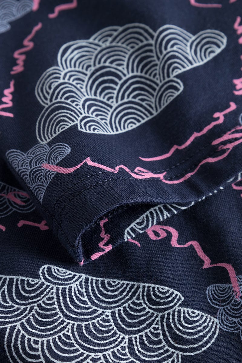 Detailbild 3 von Pyjamashirt im Wolken-Druck Baumwolle/Elasthan