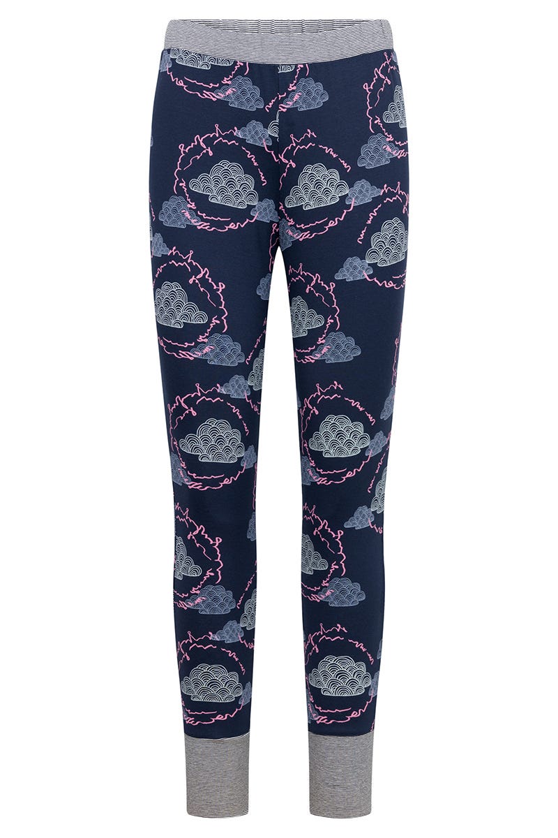 Hollowbild von 7/8-Pyjamahose im Wolken-Druck Baumwolle/Elasthan