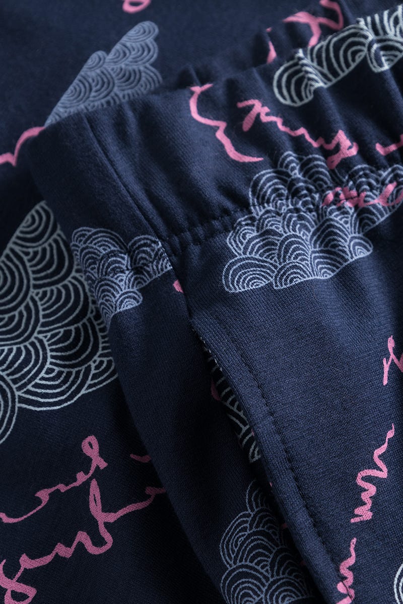 Detailbild 2 von Pyjamahose im Wolken-Druck Baumwolle/Elasthan