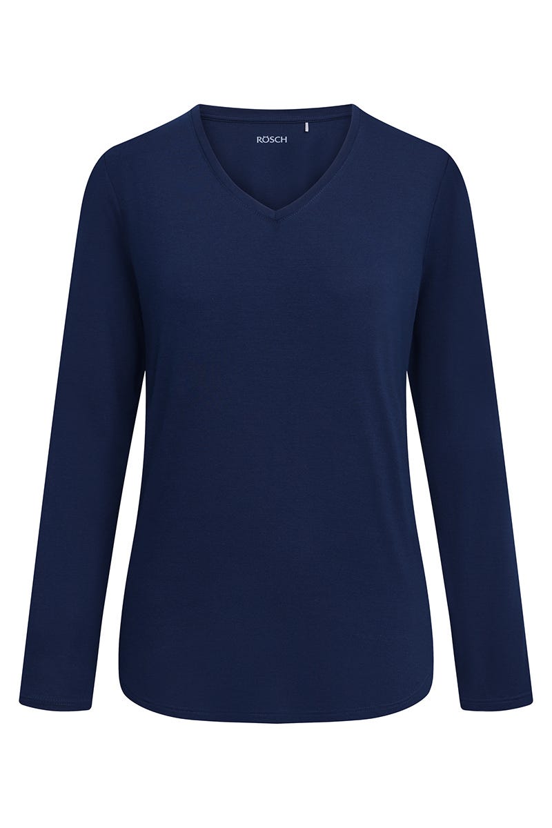 Hollowbild von Pyjamashirt im sportiven Stil Navyblau Baumwolle/Elasthan