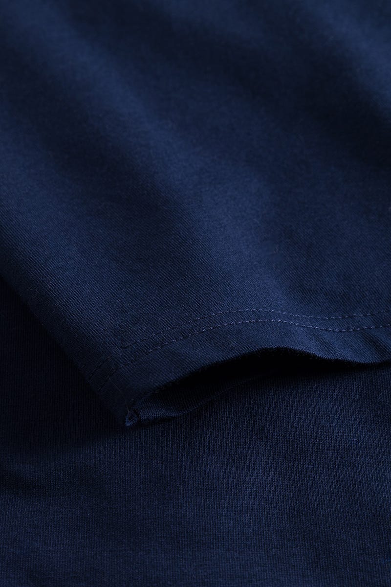 Detailbild 3 von Pyjamashirt im sportiven Stil Navyblau Baumwolle/Elasthan