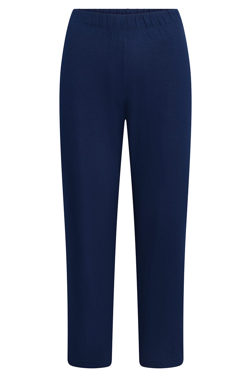 Hollowbild von 7/8-Pyjamahose im sportiven Stil Navyblau Baumwolle/Elasthan