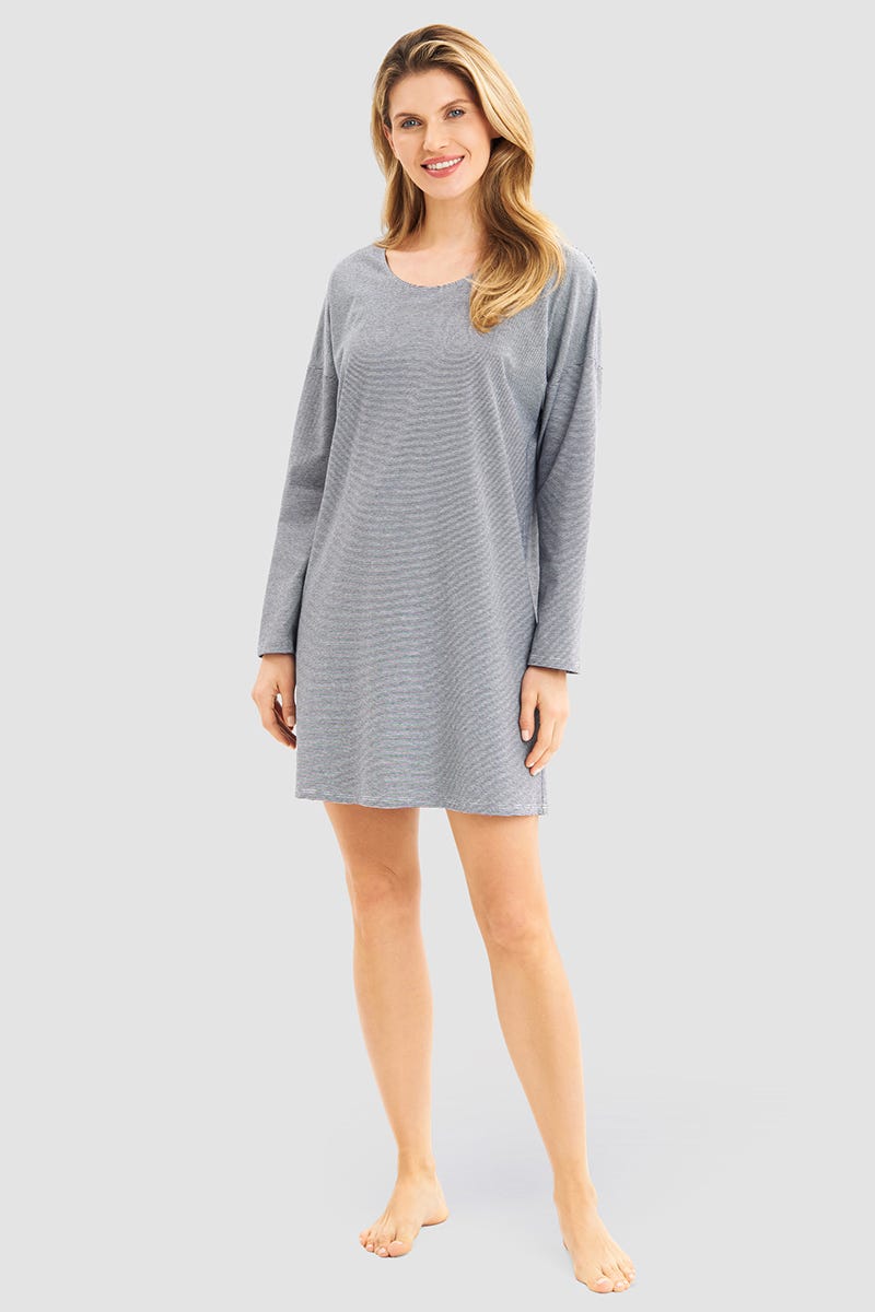 Frontalbild von Nachthemd im Ringeldruck Baumwolle/Elasthan