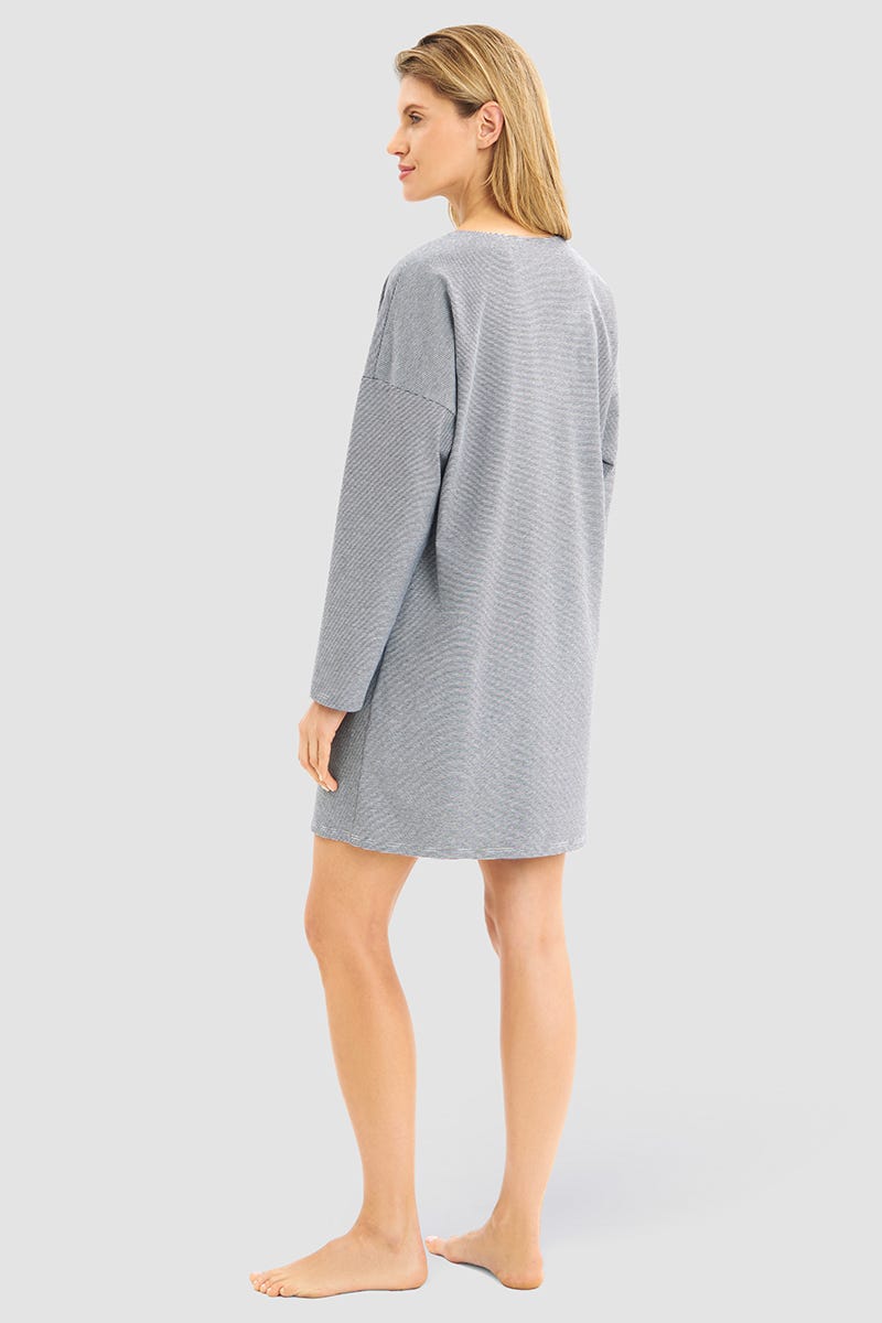 Rückansicht von Nachthemd im Ringeldruck Baumwolle/Elasthan