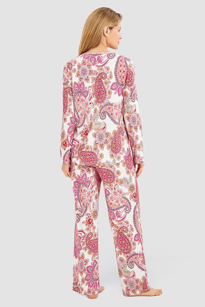 Rückansicht von Pyjama im Paisley-Druck Beerenfarben Baumwolle/Modal