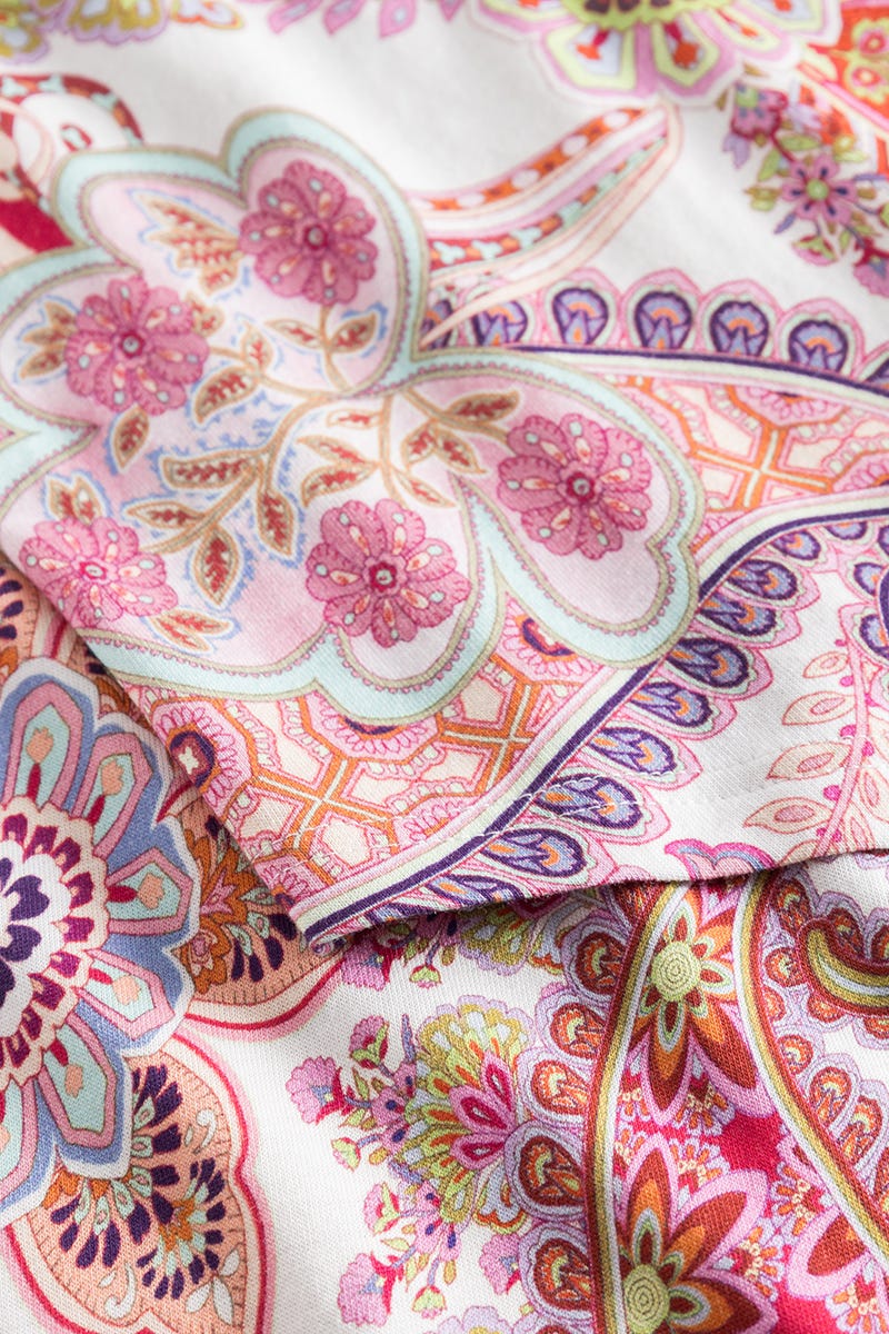 Detailbild 2 von Nachthemd im Paisley-Druck Beerenfarben Maxi-Länge Baumwolle/Modal