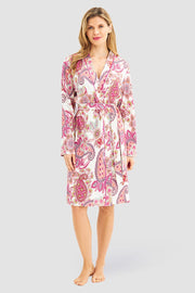 Frontalbild von Morgenmantelim Paisley-Druck Beerenfarben Baumwolle/Modal