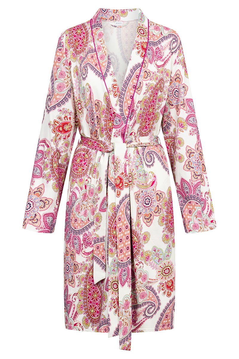 Hollowbild von Morgenmantelim Paisley-Druck Beerenfarben Baumwolle/Modal