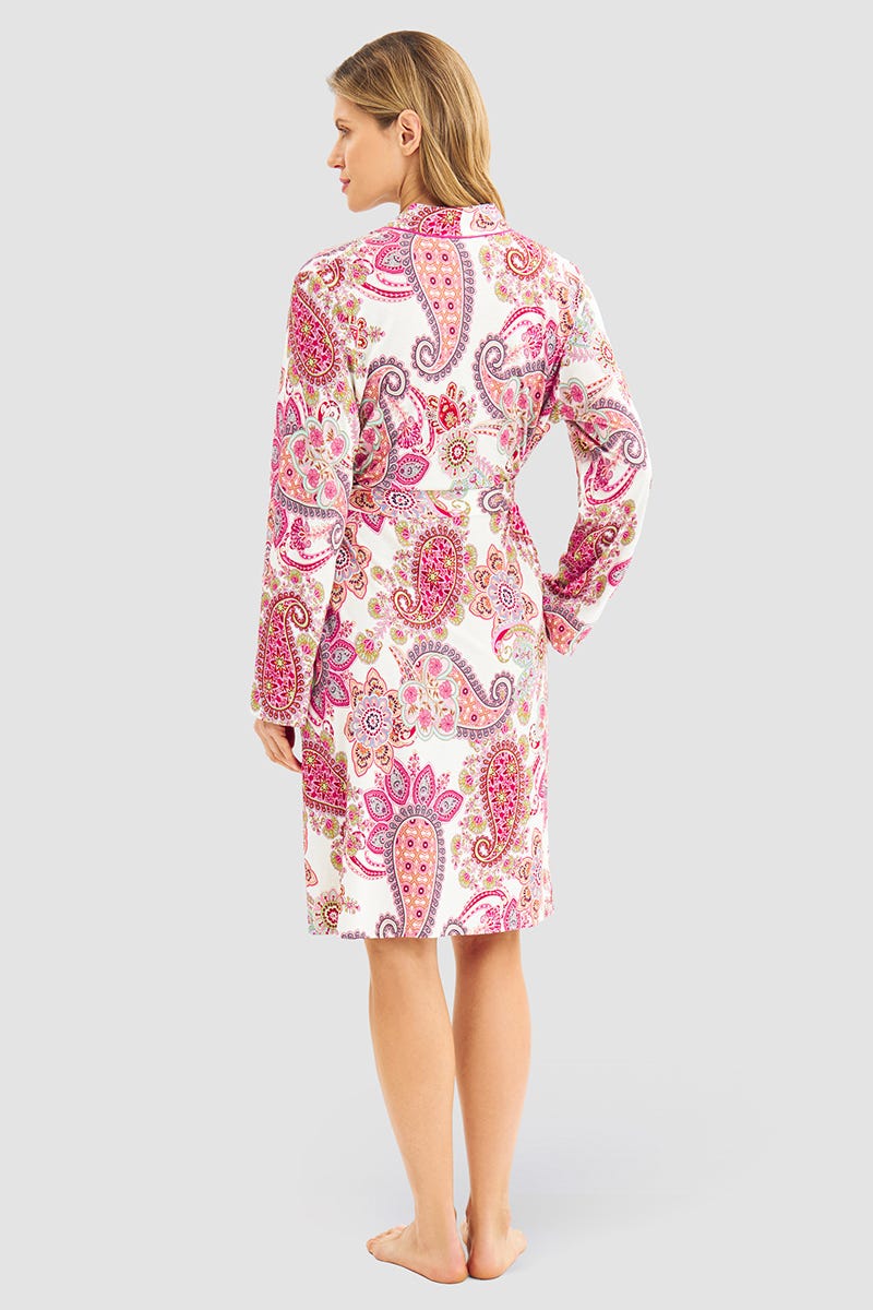 Rückansicht von Morgenmantelim Paisley-Druck Beerenfarben Baumwolle/Modal