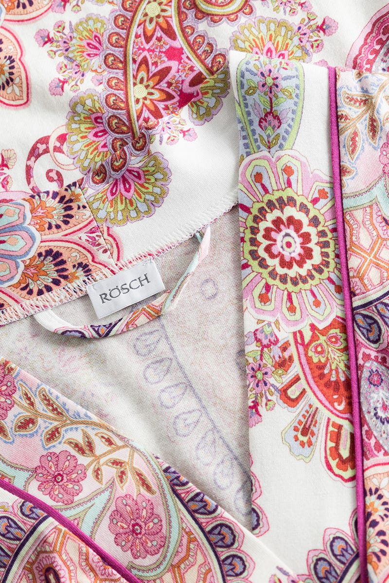 Detailbild 1 von Morgenmantelim Paisley-Druck Beerenfarben Baumwolle/Modal