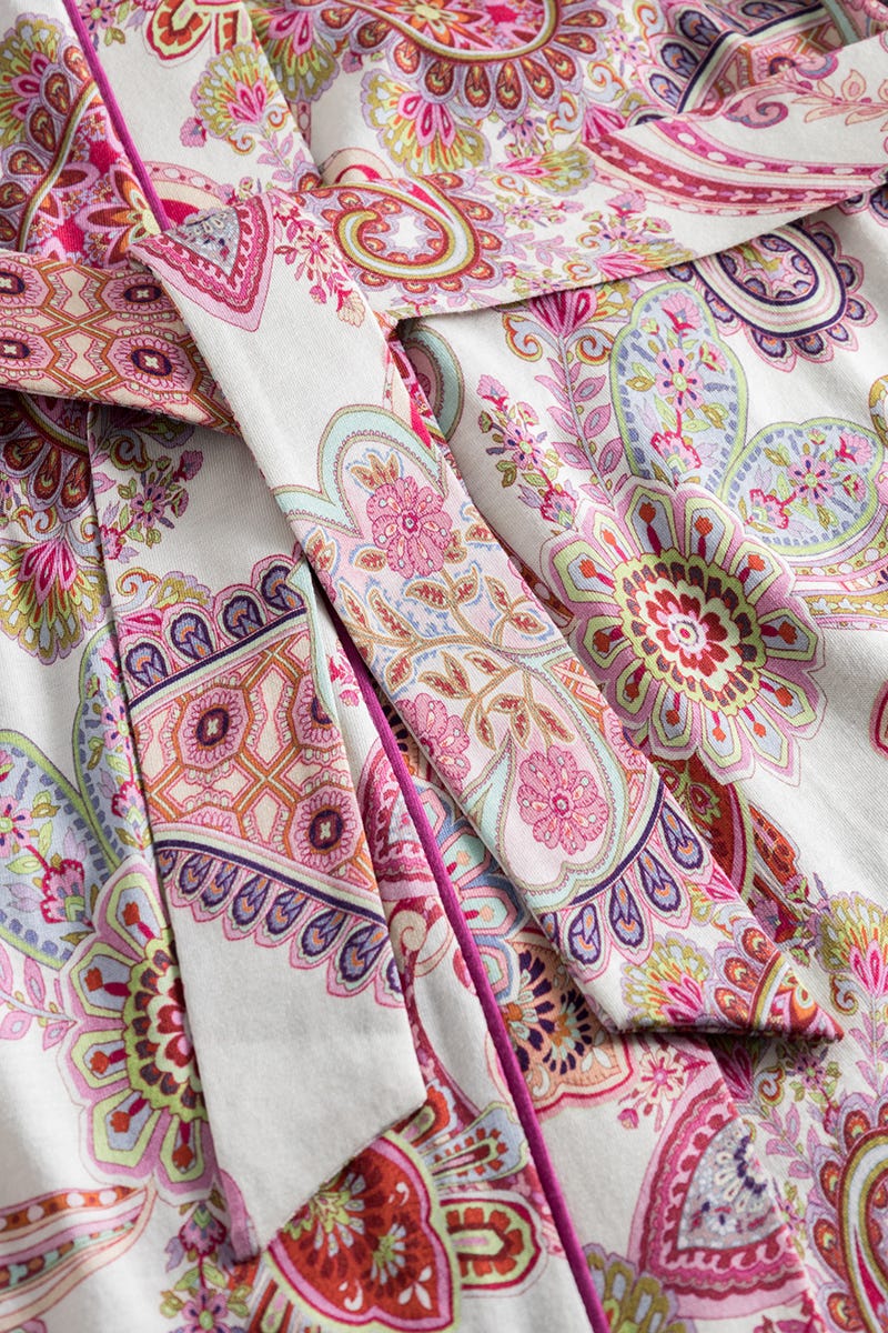 Detailbild 2 von Morgenmantelim Paisley-Druck Beerenfarben Baumwolle/Modal