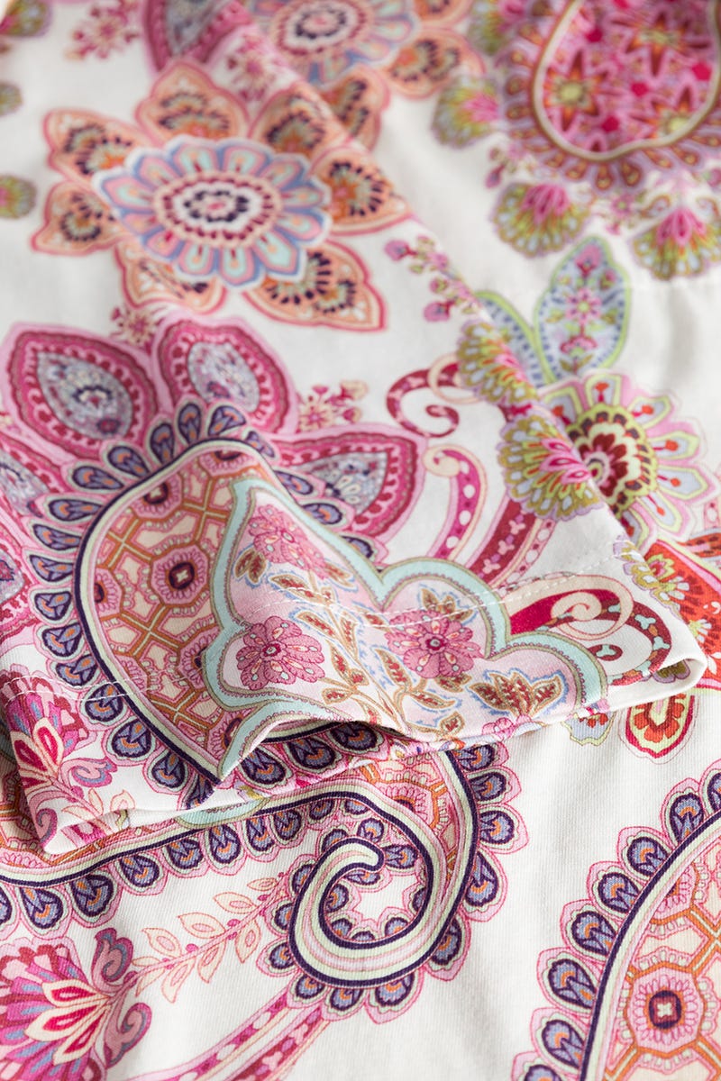 Detailbild 3 von Morgenmantelim Paisley-Druck Beerenfarben Baumwolle/Modal