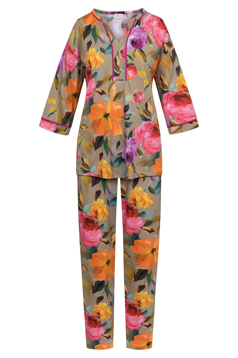 Hollowbild von Pyjama im Aquarell-Blüten-Druck Baumwolle/Modal