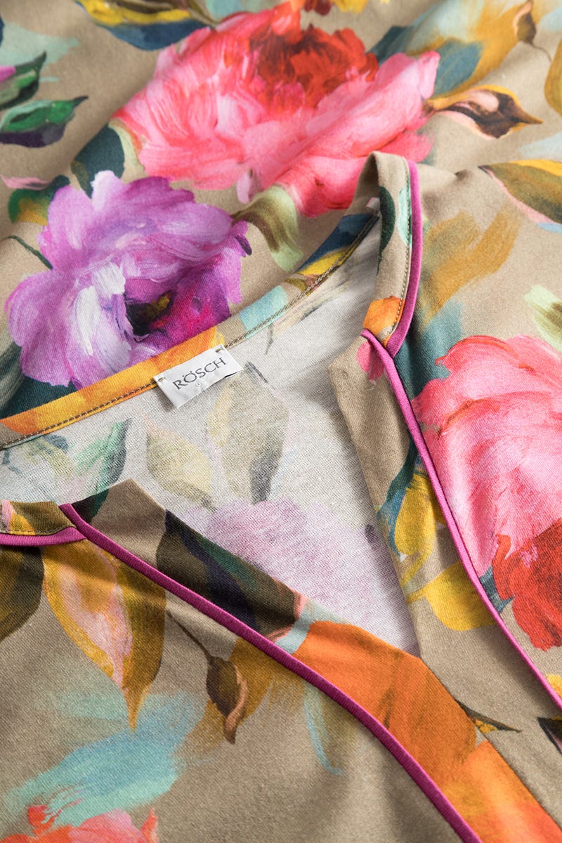 Detailbild 1 von Nachthemd im Aquarell-Blüten-Druck Maxi-Länge Baumwolle/Modal