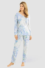 Frontalbild von Pyjama im Federdruck Art-Style Baumwolle/Modal