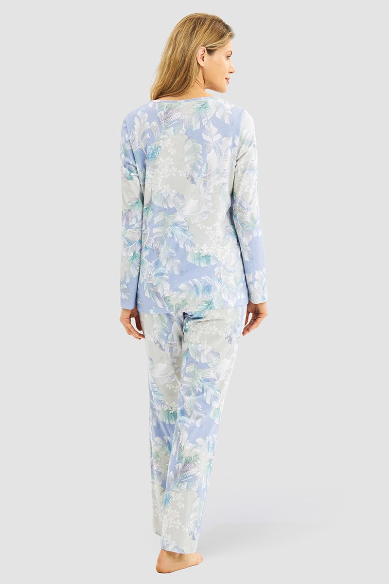 Rückansicht von Pyjama im Federdruck Art-Style Baumwolle/Modal