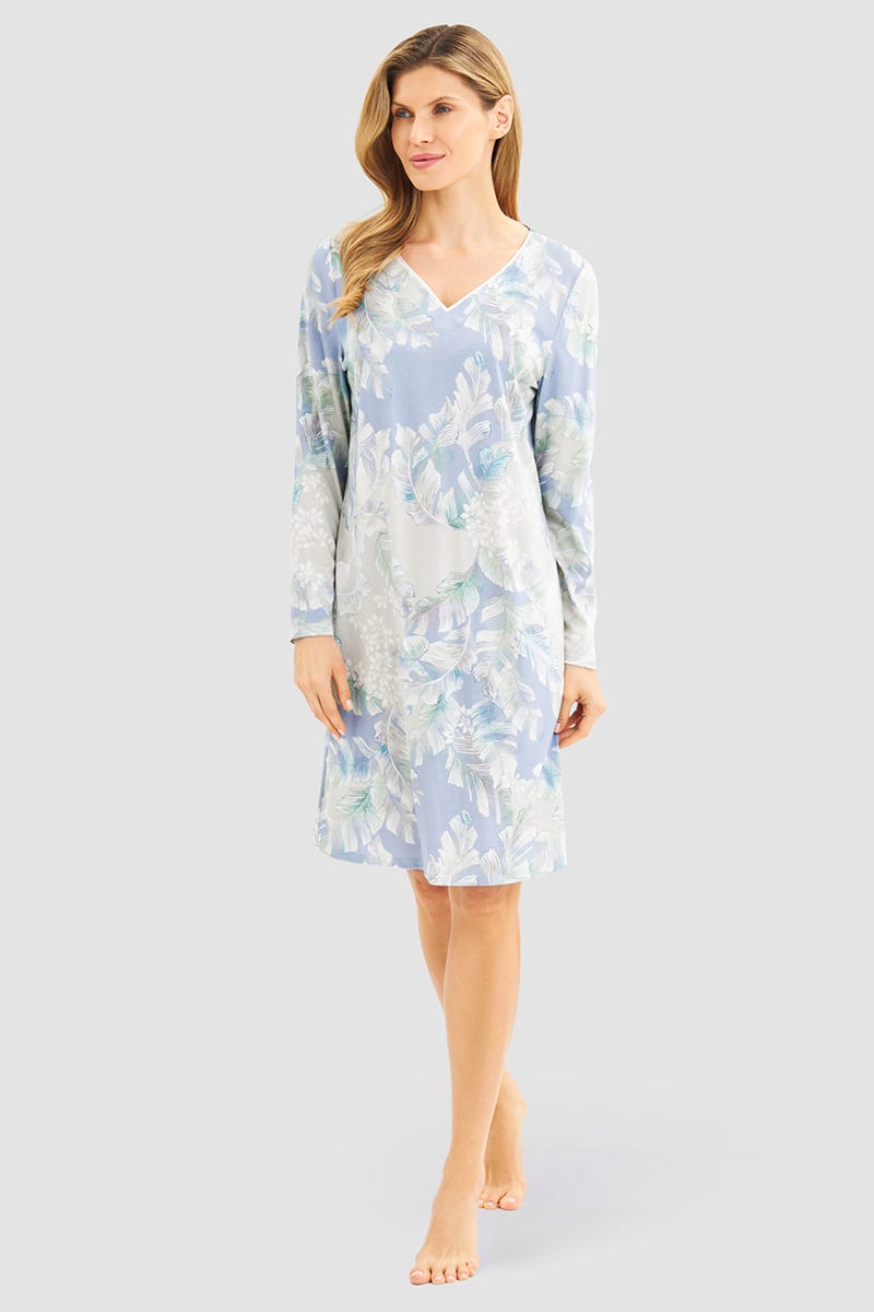 Frontalbild von Nachthemd im Federdruck Art-Style Baumwolle/Modal