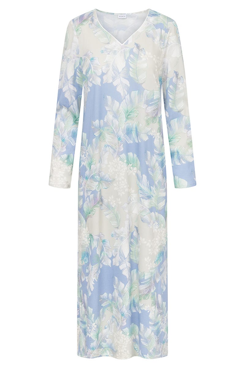 Hollowbild von Nachthemd im Federdruck Art-Style Maxi-Länge Baumwolle/Modal