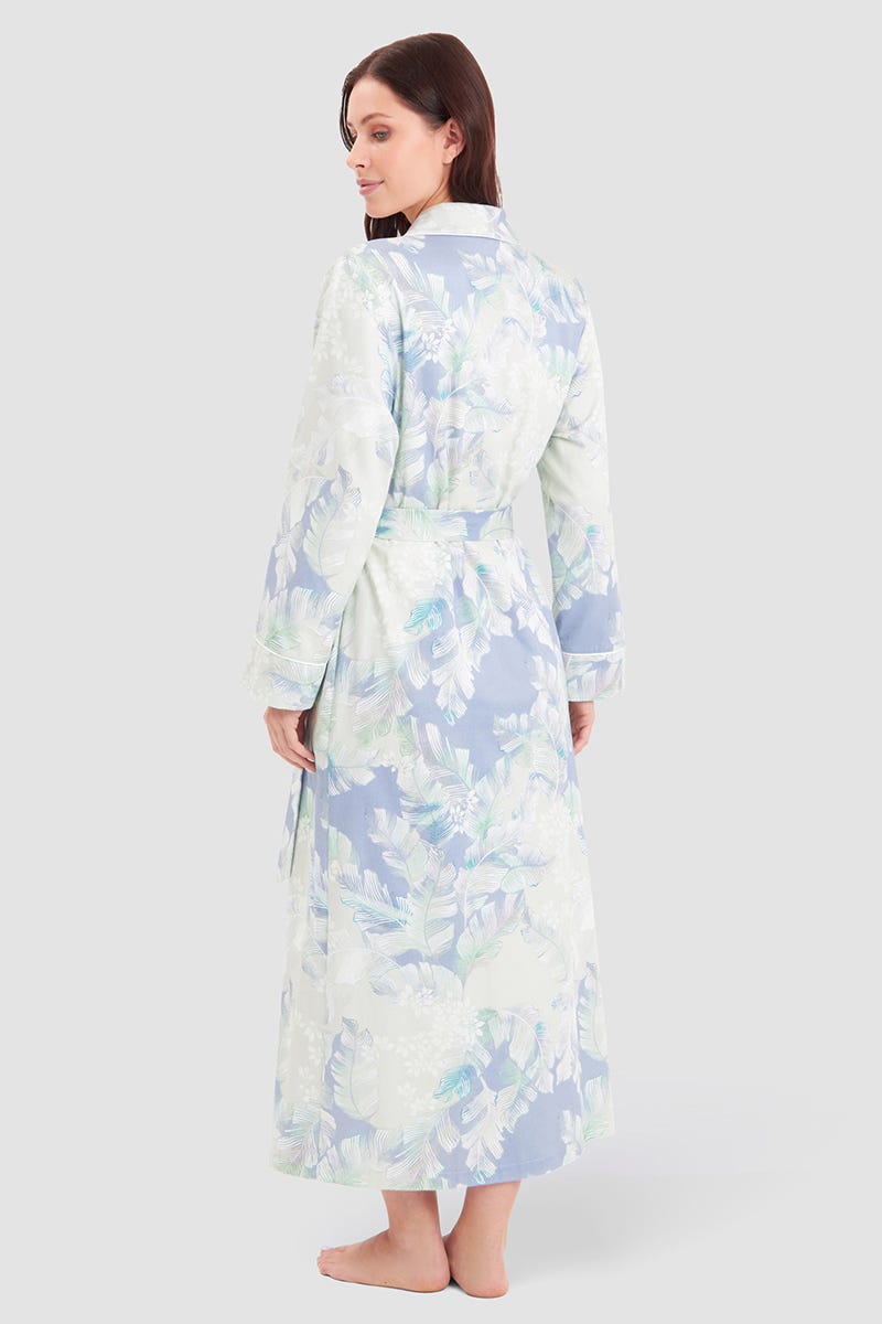 Rückansicht von Morgenmantel im Federdruck Art-Style Baumwolle/Modal