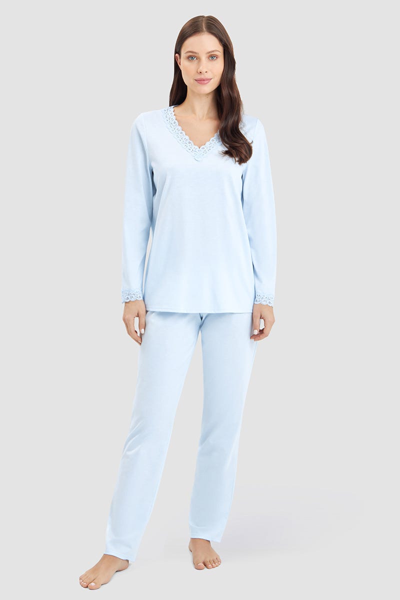 Frontalbild von Pyjama mit Spitzendetails Baumwolle/Modal