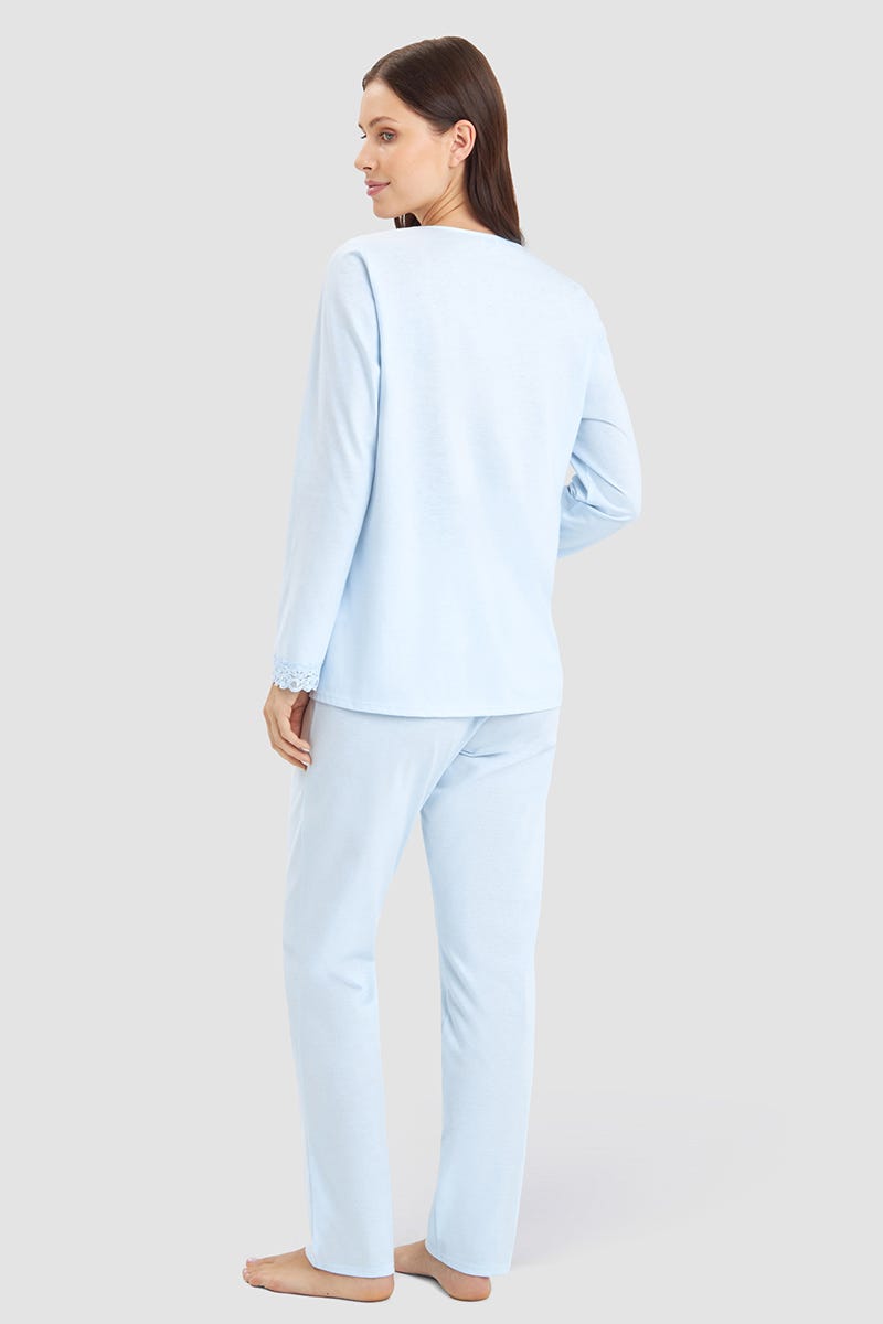 Rückansicht von Pyjama mit Spitzendetails Baumwolle/Modal