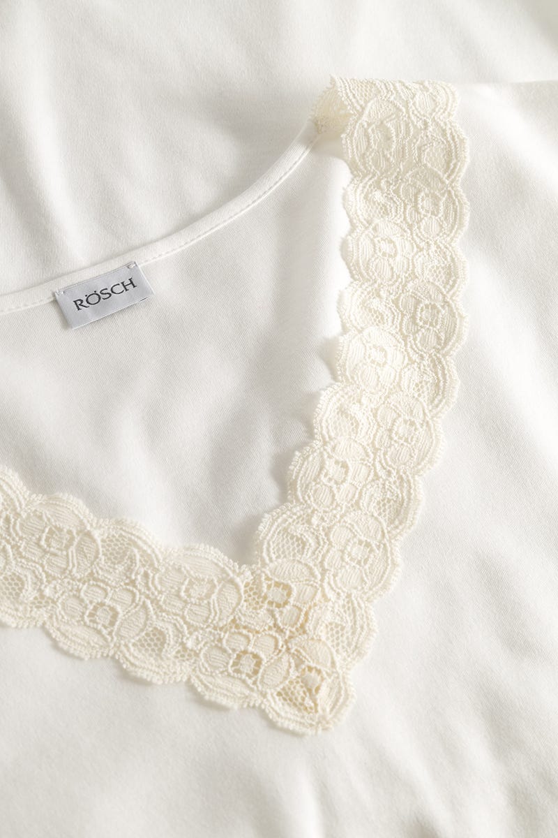 Detailbild 1 von Pyjama mit Spitzendetails Cremefarben 100% Baumwolle