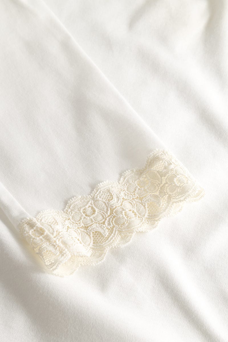 Detailbild 2 von Pyjama mit Spitzendetails Cremefarben 100% Baumwolle