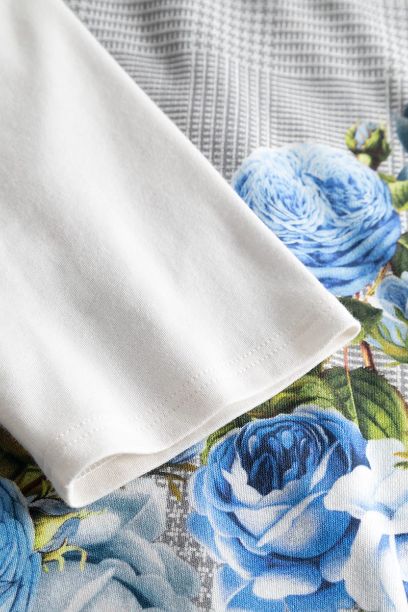 Detailbild 2 von Pyjama im Karo-Druck mit Blumen 100% Baumwolle