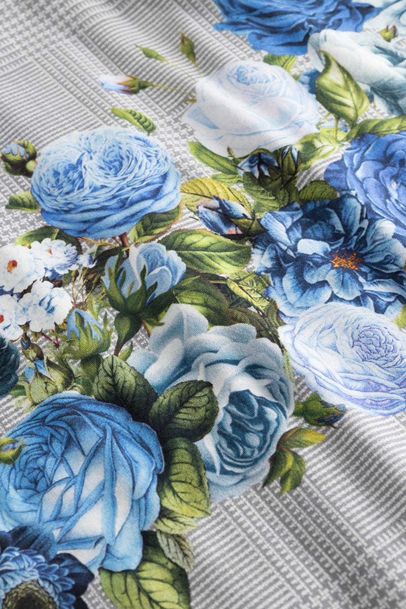 Detailbild 2 von Nachthemd im Karo-Druck mit Blumen Maxi-Länge 100% Baumwolle