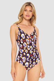 Frontalbild von Badeanzug im Tupfendruck Modern Leo