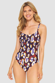 Frontalbild von Badeanzug Bügel im Tupfendruck Modern Leo