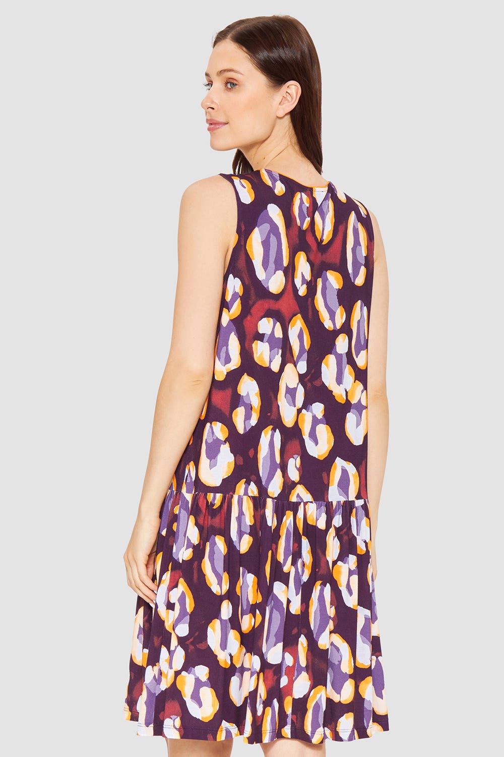 Rückansicht von Strandkleid Ärmellos im Tupfendruck Modern Leo Viskose/Elasthan