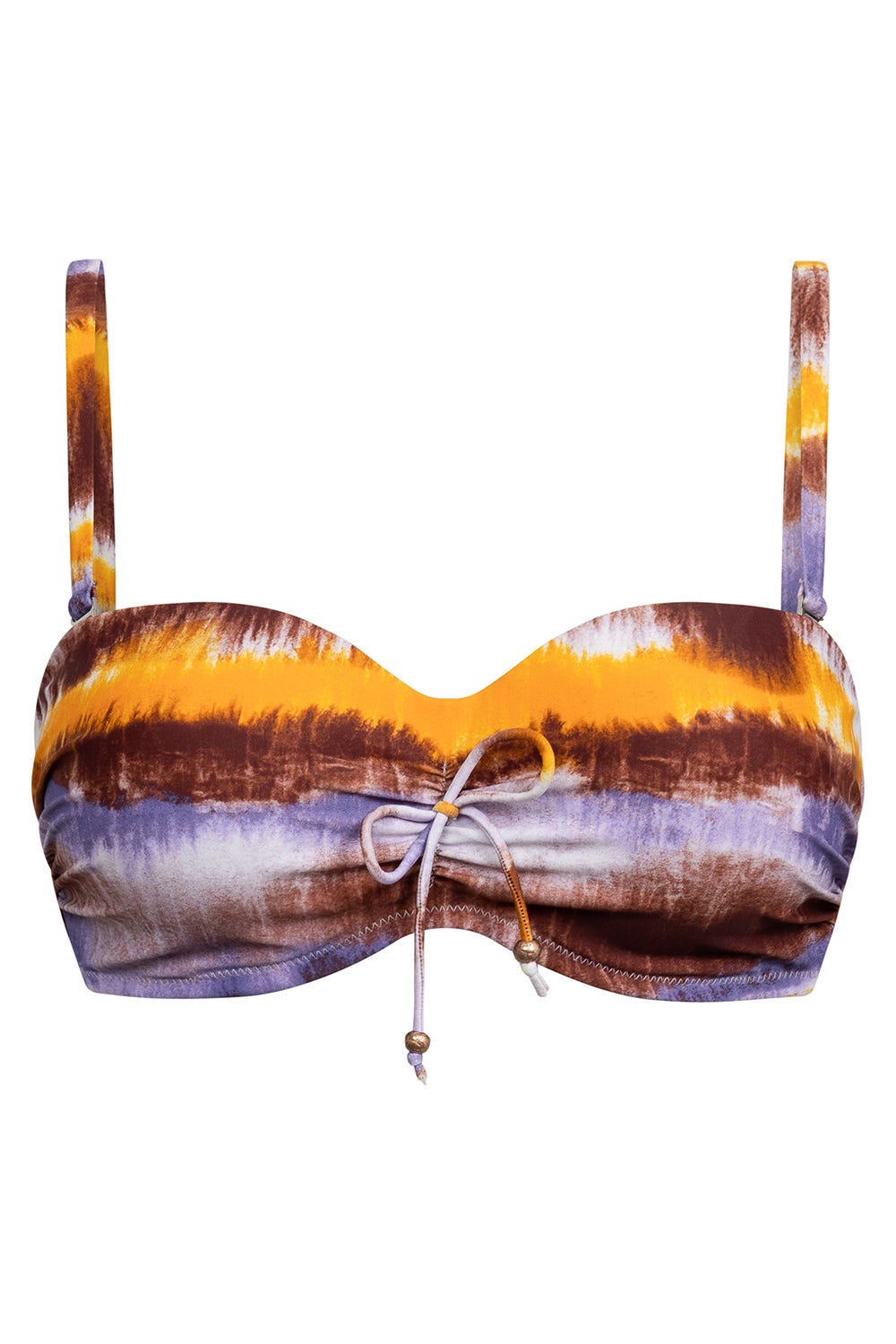 Hollowbild von Bikini-Oberteil Bandeau im Batikdruck moderne Streifen
