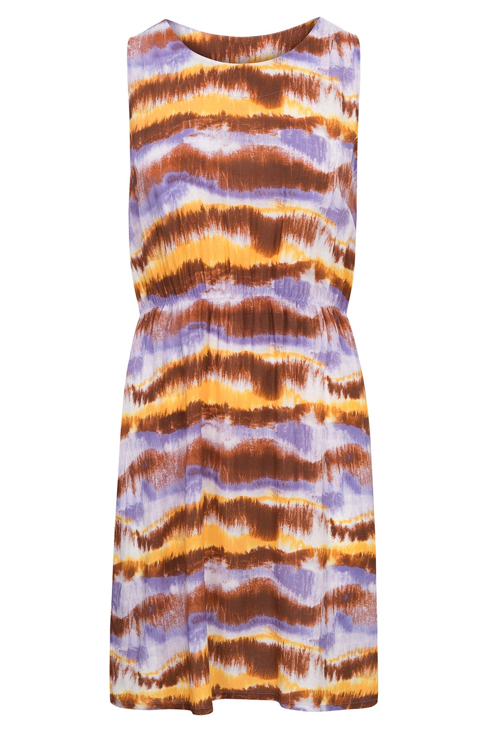 Hollowbild von Trägerkleid im Batikdruck moderne Streifen im Webdruck 100% Viskose