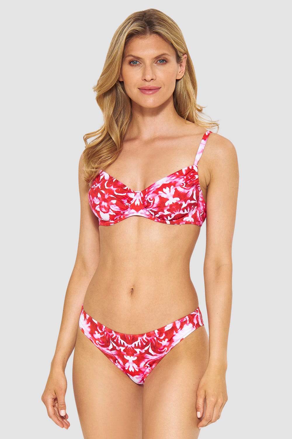 Detailbild 1 von Bikini-Oberteil im Ornament-Druck Rot-Weiß