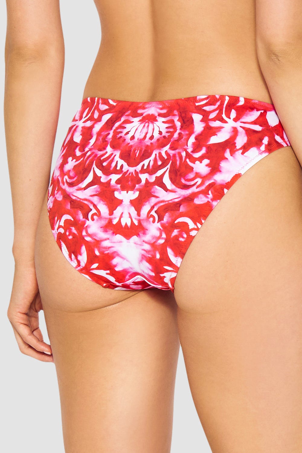 Rückansicht von Bikini-Hose Neckholder im Ornament-Druck Rot-Weiß