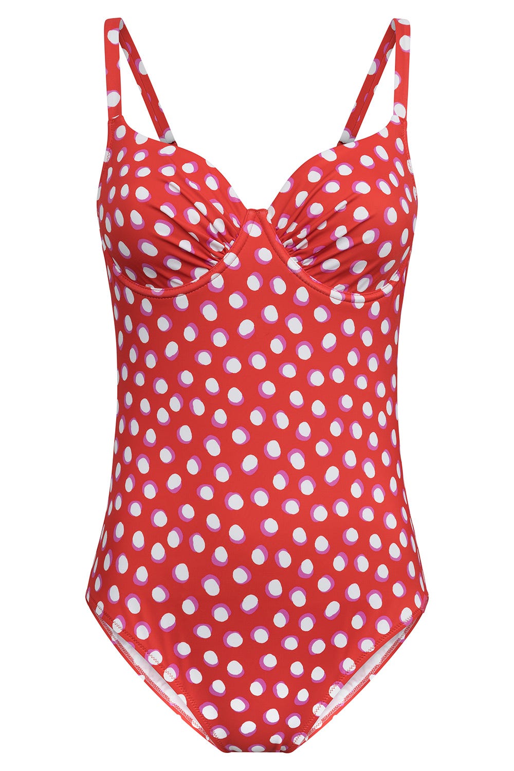 Hollowbild von Badeanzug im Retro-Tupfendruck Rot-Weiß