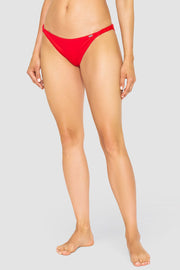 Frontalbild von Bikini-Hose in Rot einfarbig mit Raffungen