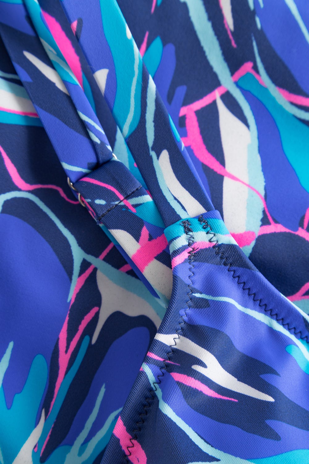 Detailbild 3 von Badeanzug im Blumendruck Neonfarben Wickeloptik