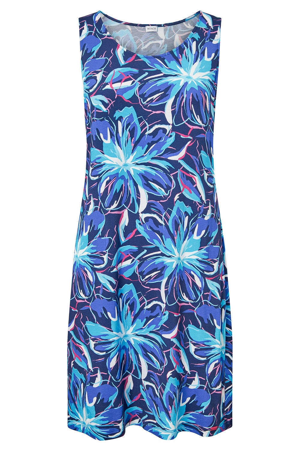 Hollowbild von Strandkleid Ärmellos im Blumendruck Neonfarben Baumwolle/Elasthan