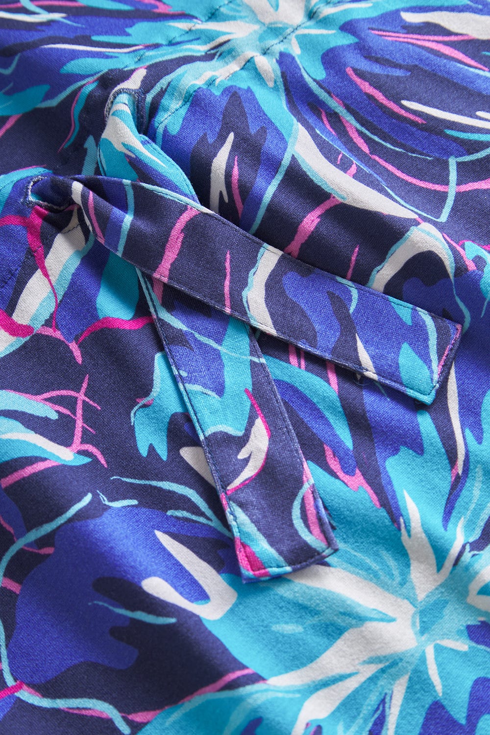 Detailbild 1 von Strandkleid Kurzarm im Blumendruck Neonfarben zum Binden Baumwolle/Elasthan