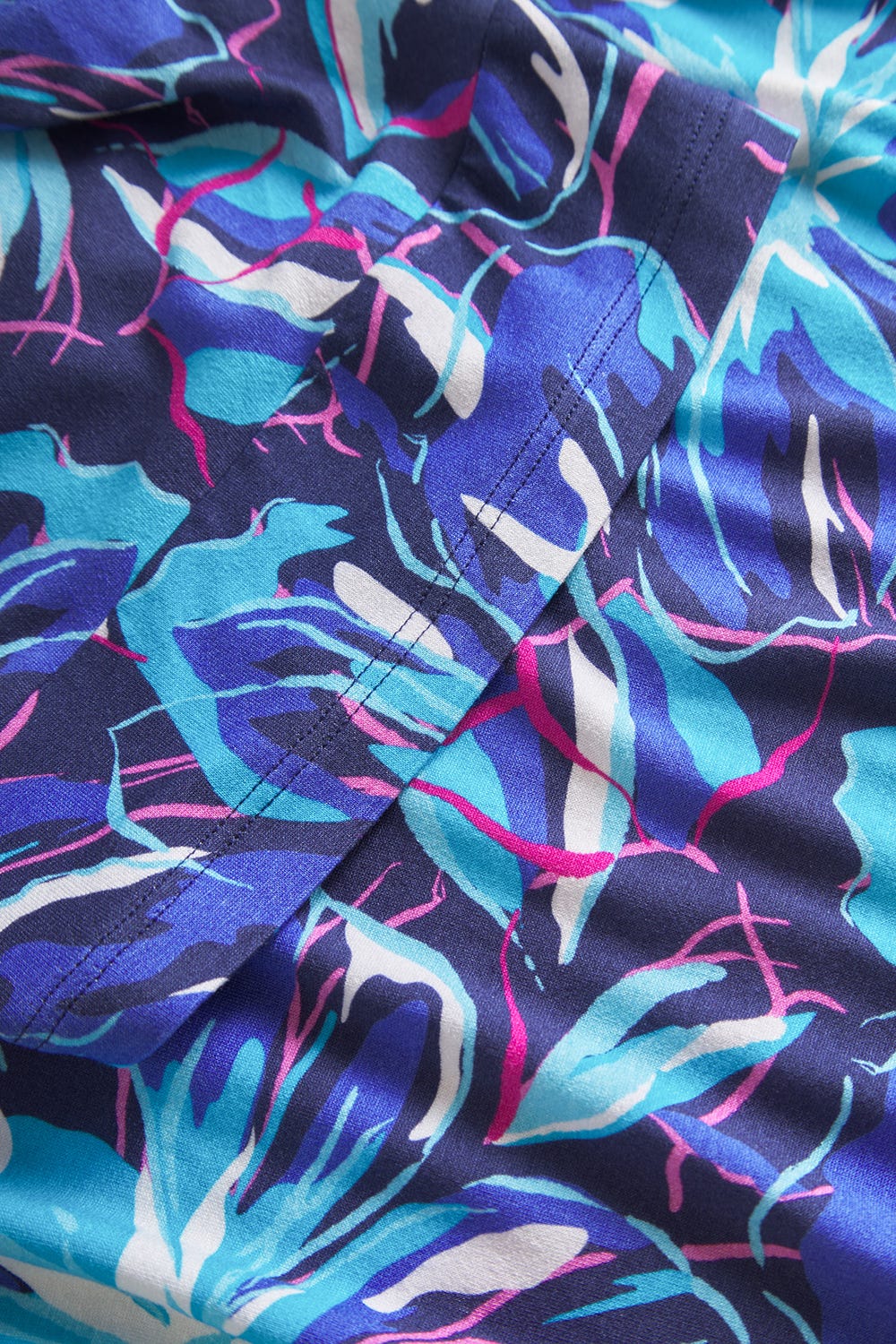 Detailbild 2 von Strandkleid Kurzarm im Blumendruck Neonfarben zum Binden Baumwolle/Elasthan