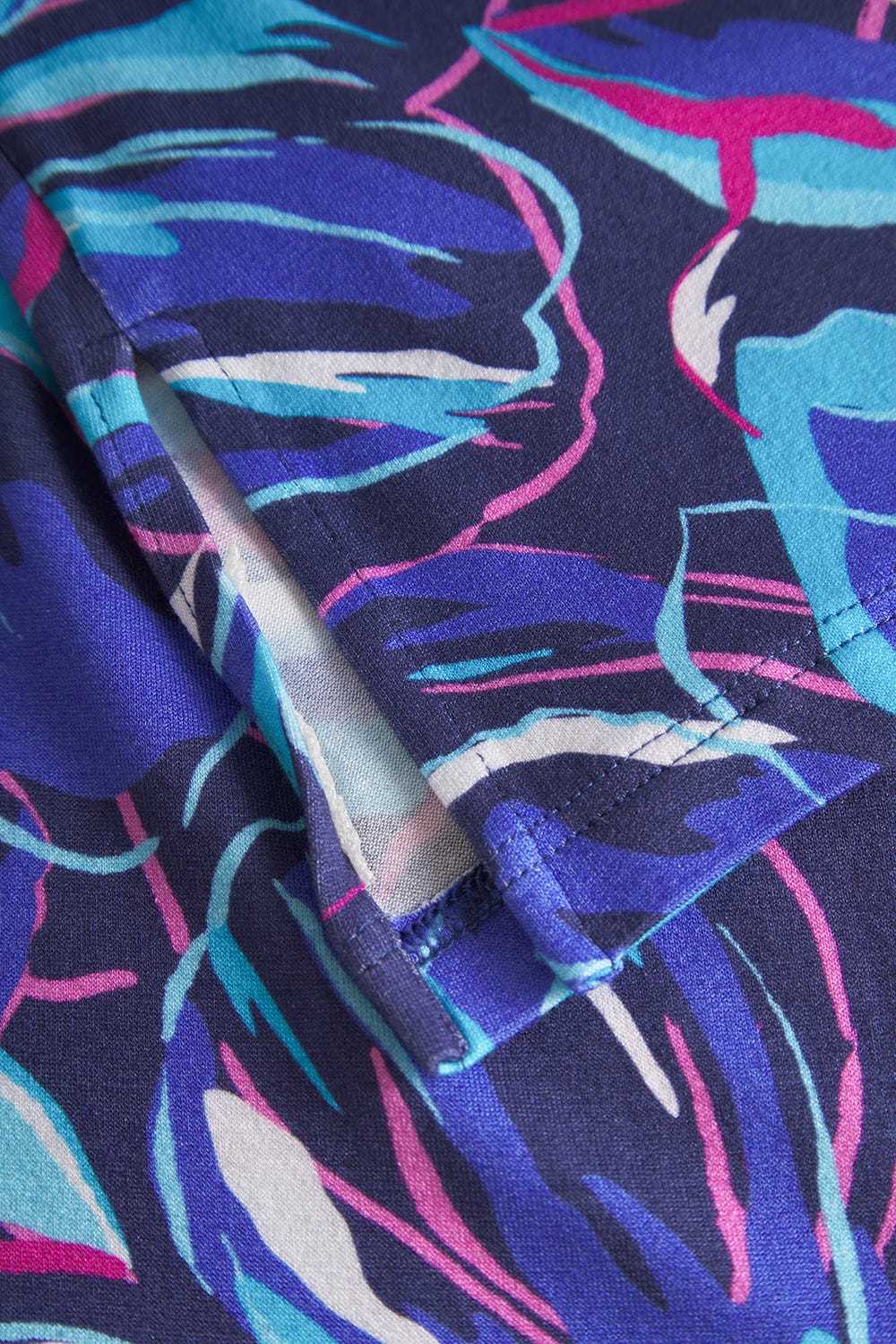 Detailbild 3 von Strandkleid Kurzarm im Blumendruck Neonfarben zum Binden Baumwolle/Elasthan