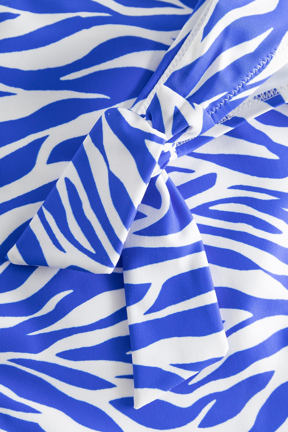 Detailbild 3 von Bikini-Hose im modernen Zebradruck Blau-Weiß zum Binden