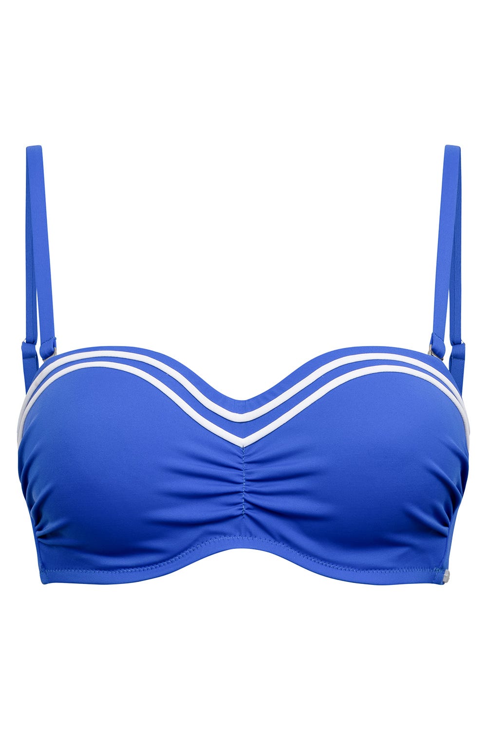 Hollowbild von Bikini-Oberteil mit Streifendetails Neon-Blau