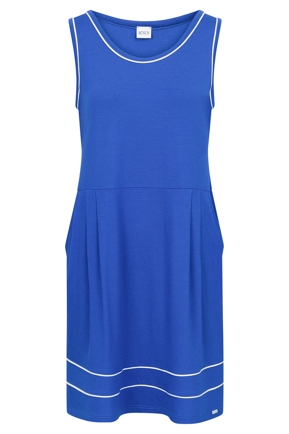Hollowbild von Strandkleid Ärmellos mit Kontrast-Paspeln Neon-Blau